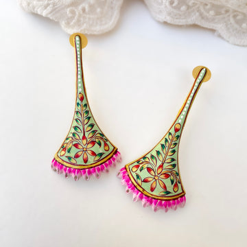 Flower Shape Handpainted Studs