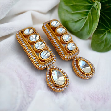 Kundan Polki Drop Earrings