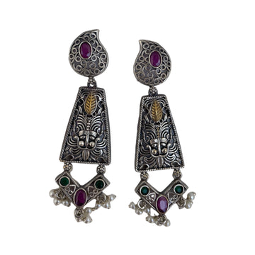 Urja Silver Lookalike Brass Danglers