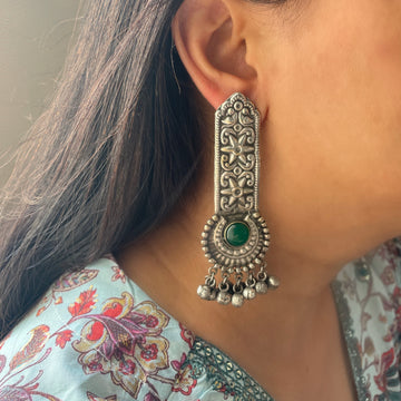 Aditi Silver Lookalike Stone Earrings