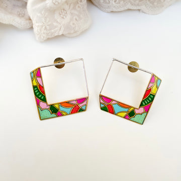 Square Shape Handpainted Studs