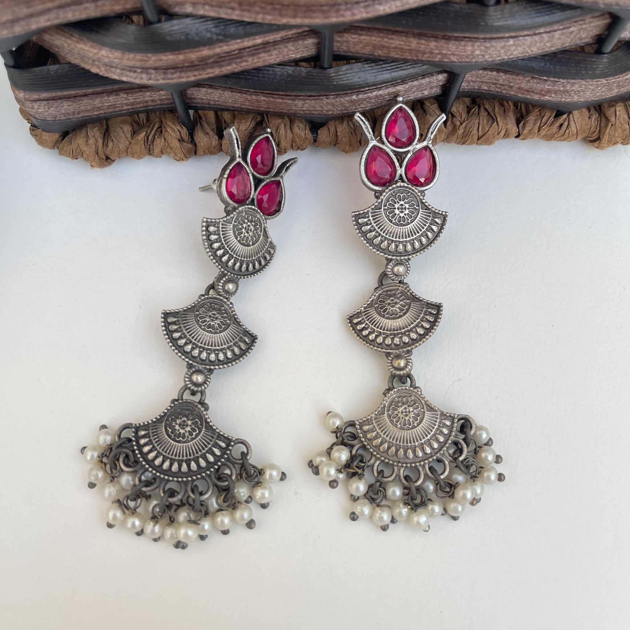 Neelam layered Danglers Earrings