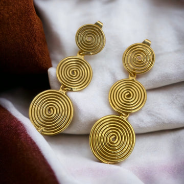 Florence Spiral Gold Toned Dangler Earrings