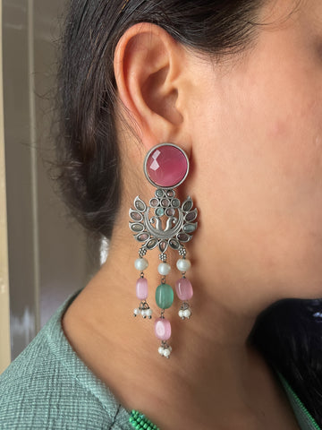 Urmi Silver Lookalike Stone Dangler