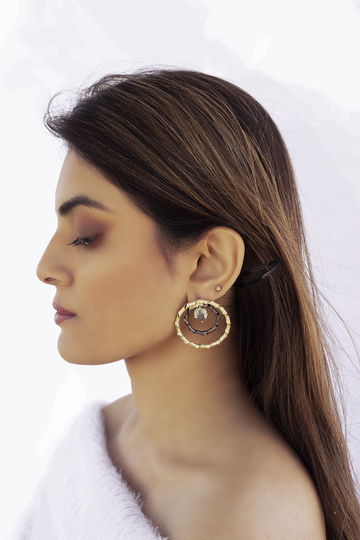 Gloria Dual Tone Circle Stud Earring