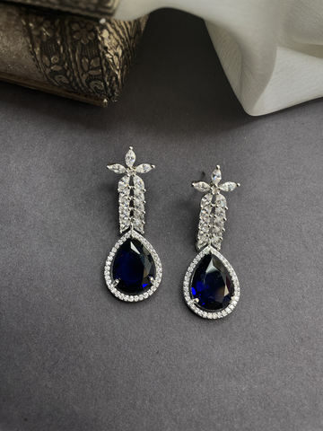 Long CZ stone contemporary drop earrings