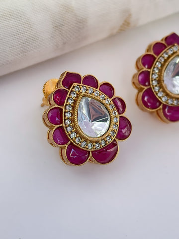 Shantana Polki Stone Stud Earrings