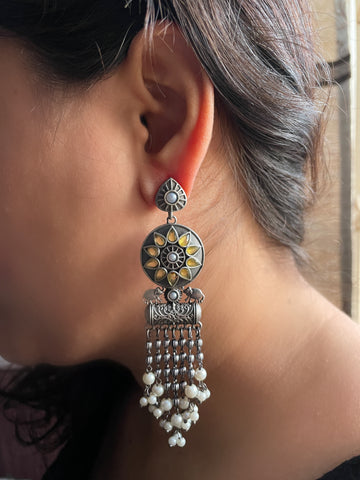 Sakshi Silver lookalike Dangler Earrings