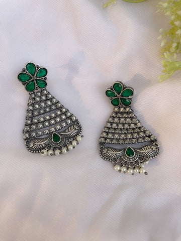 Madhushree Oxidised Stone Danglers