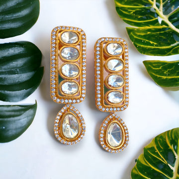 Kundan Polki Drop Earrings