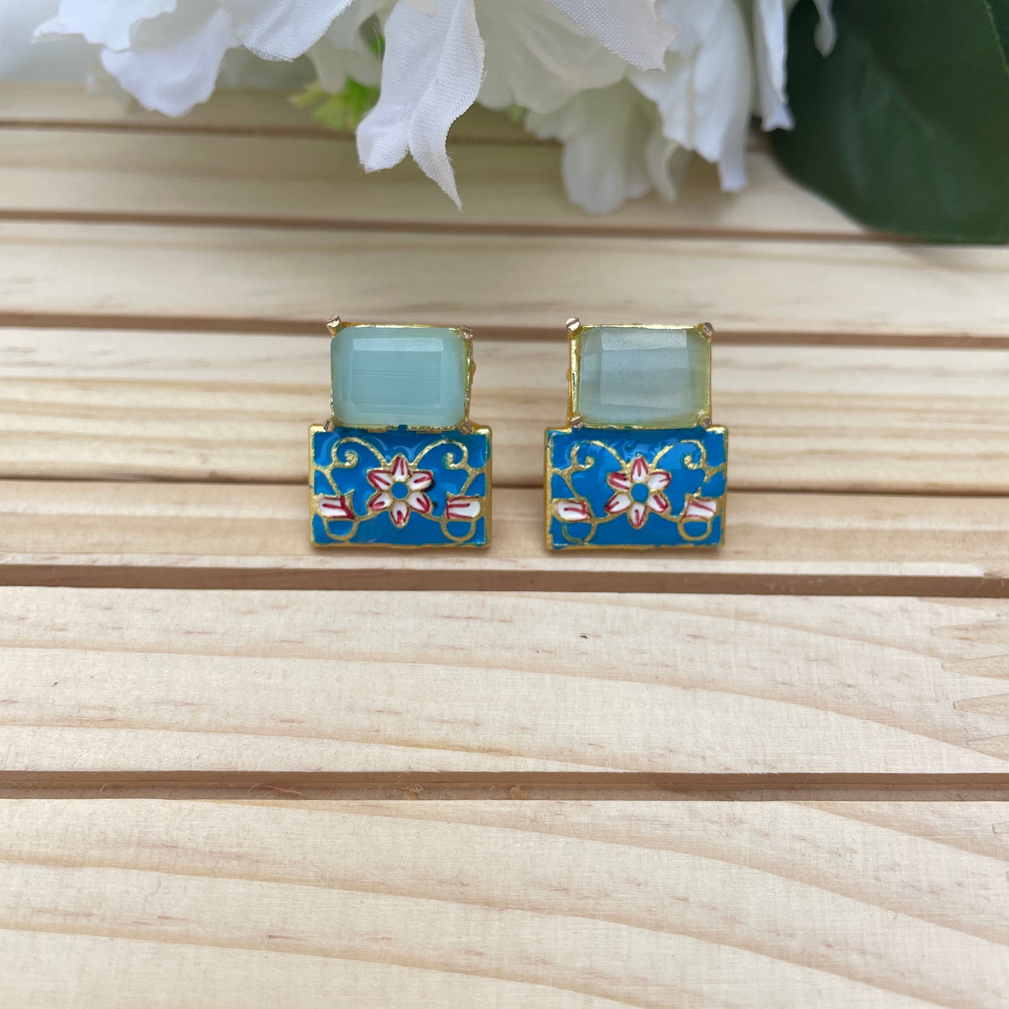 Meenakari Stone Studs Earrings
