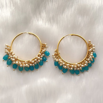 Gold plated hoop with beads work