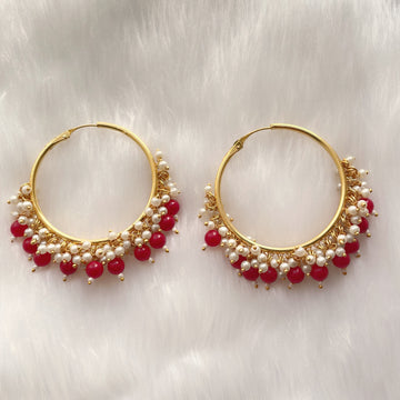 Gold plated hoop with beads work