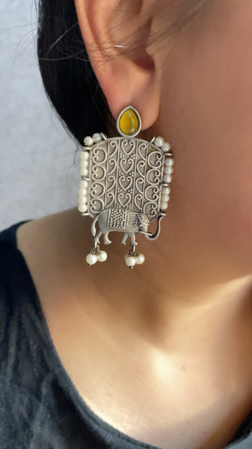 Silver lookalike elephant earrings