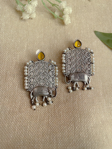 Silver lookalike elephant earrings